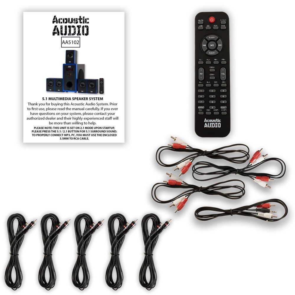 Acoustic Audio AA5102 800W 5.1 Channel Home Theater Speaker System with