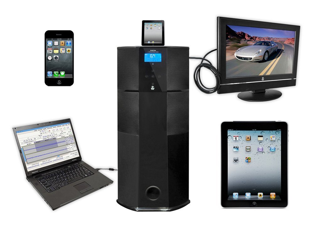 Pyle Home PHST94IPGL 600 Watt 2.1 Channel Home Theater Tower with