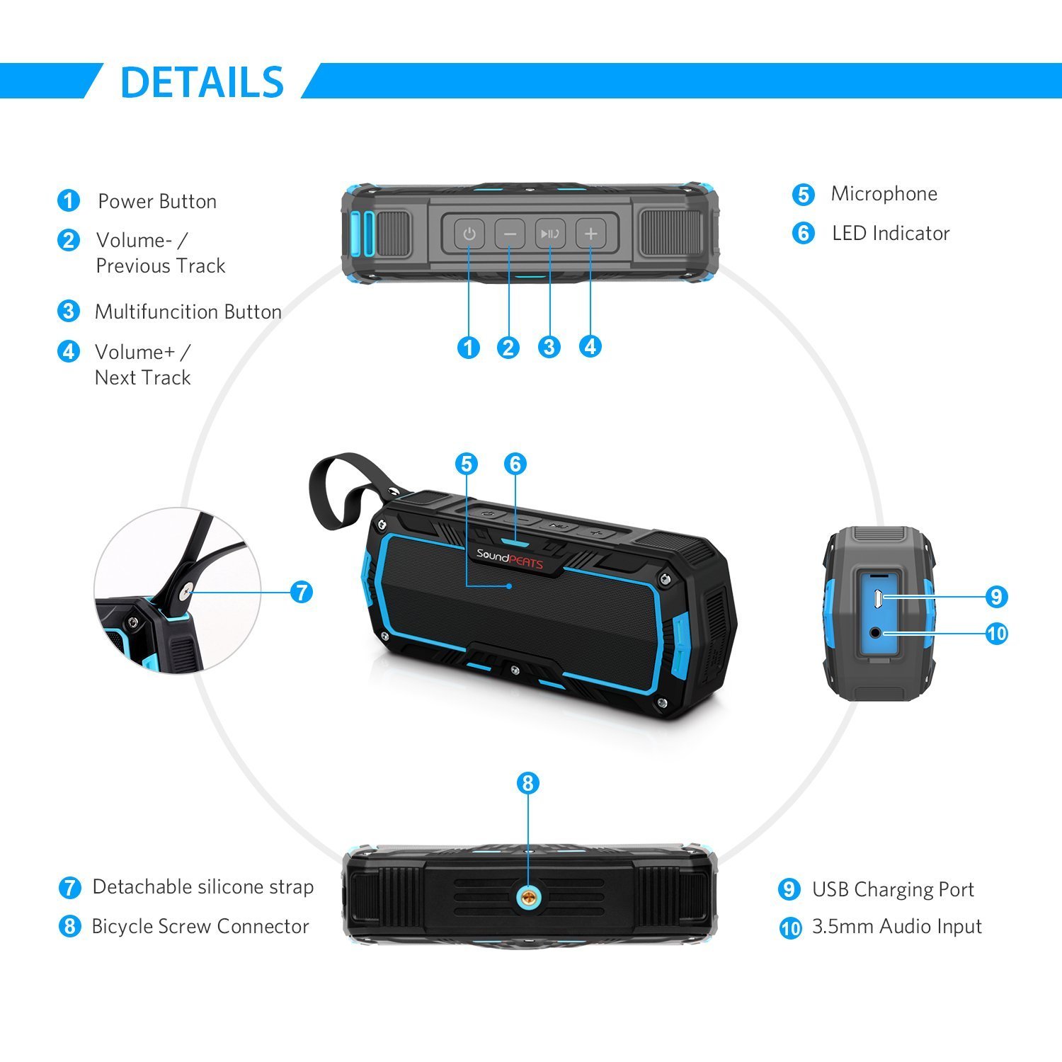 SoundPEATS Outdoor Bluetooth Speakers Portable Wireless Speakers