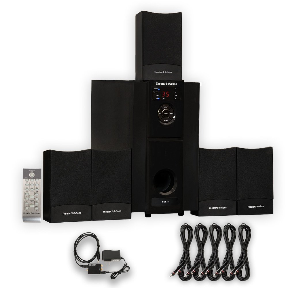 Theater Solutions TS511 Home Theater 5.1 Speaker System with Optical Input and 5 Extension