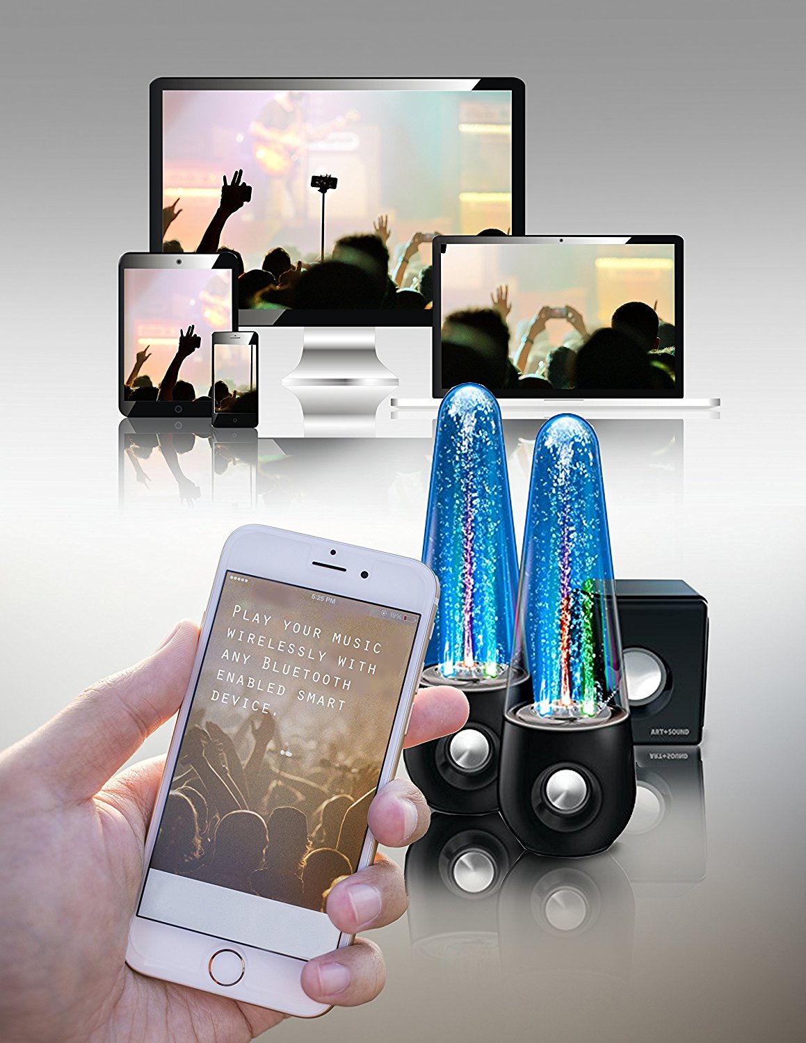 ART+SOUND AR5000 Giant Water Sound System 2.1 Stereo Speakers With