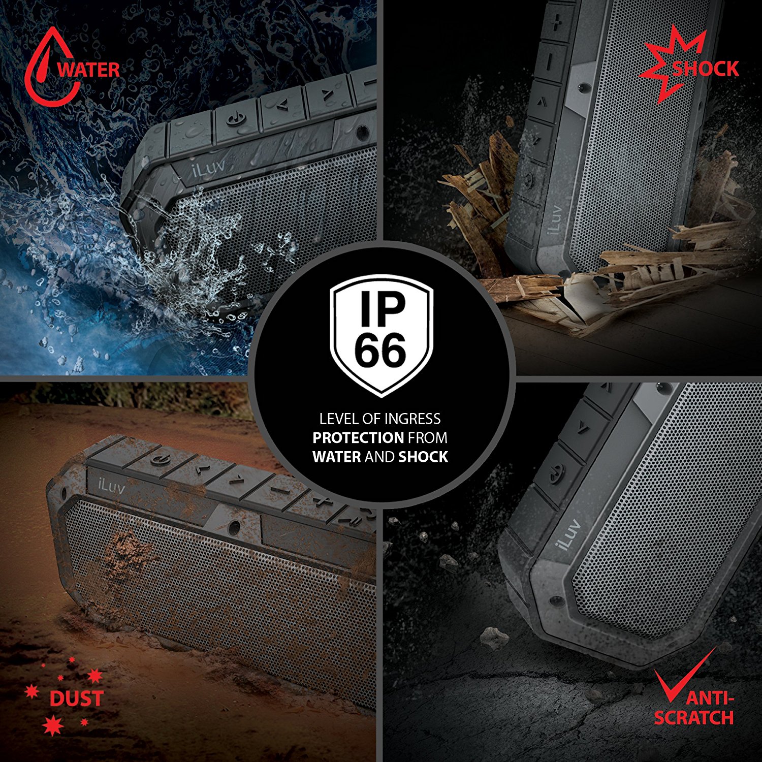 [IPX6 Waterproof Shockproof Dustproof] Collision by iLuv, Rugged Water