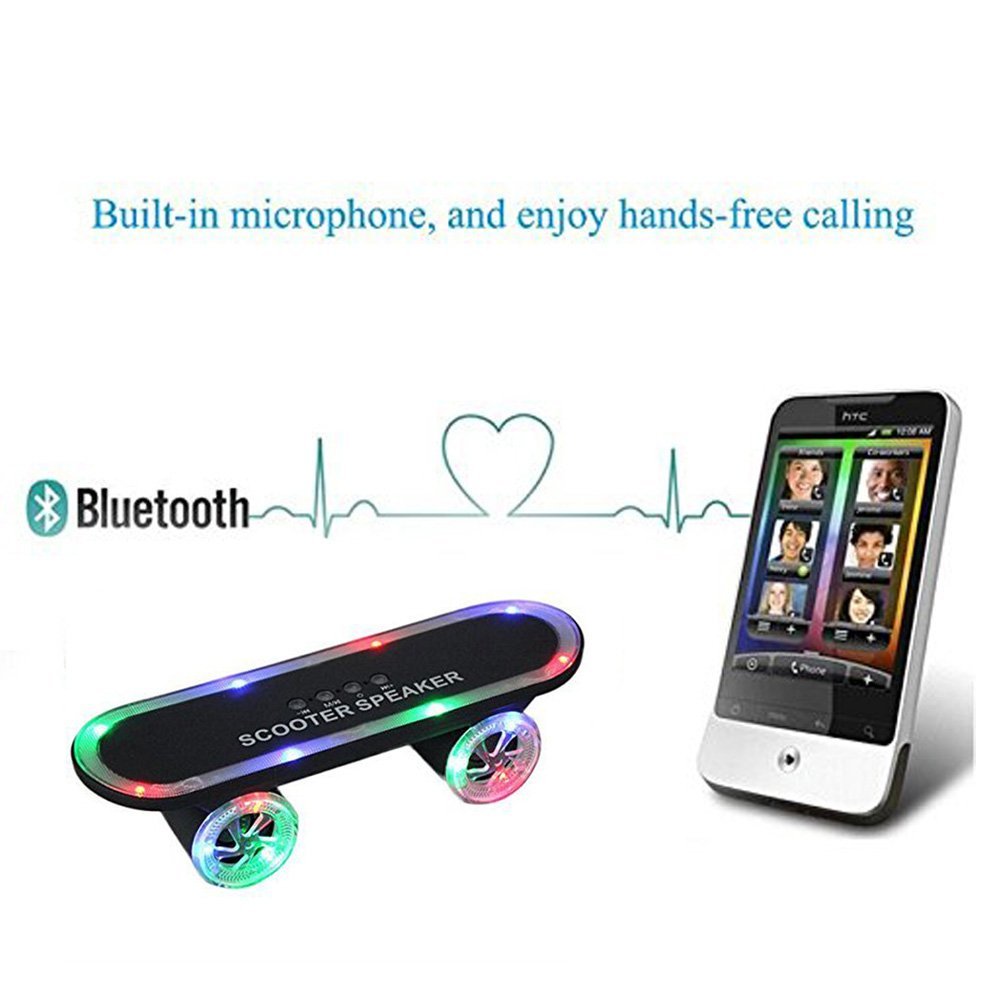 WONFAST Scooter Bluetooth Wireless Speaker with Led Light,Skateboard