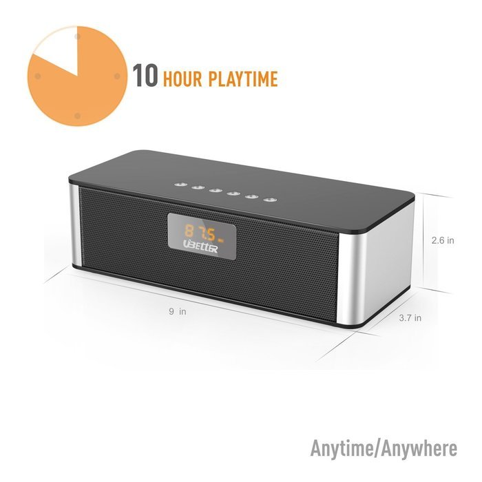 Bluetooth Speakers, Ubetter Portable Wireless Speaker, FM Radio & LCD