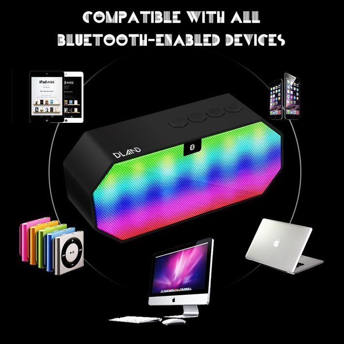 Bluetooth Speaker, DLAND Portable Color Changing LED Light Wireless HI