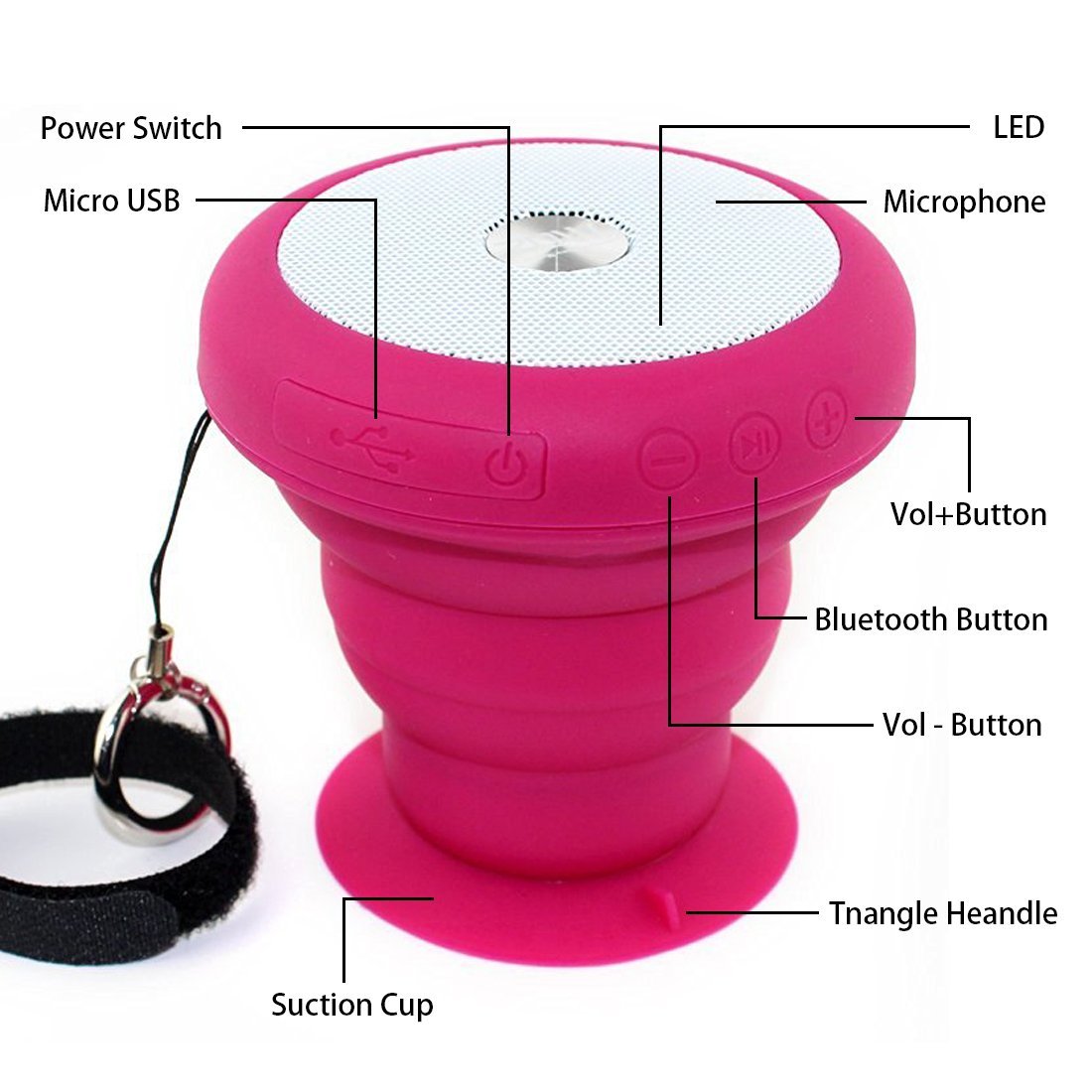 Shower Speaker, Portable Wireless FM Radio Speakers with Suction Cup