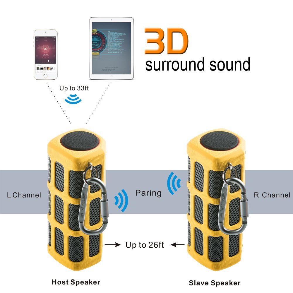 Hapyia Portable Wireless Bluetooth Speaker, Pair 2 speakers for 3D