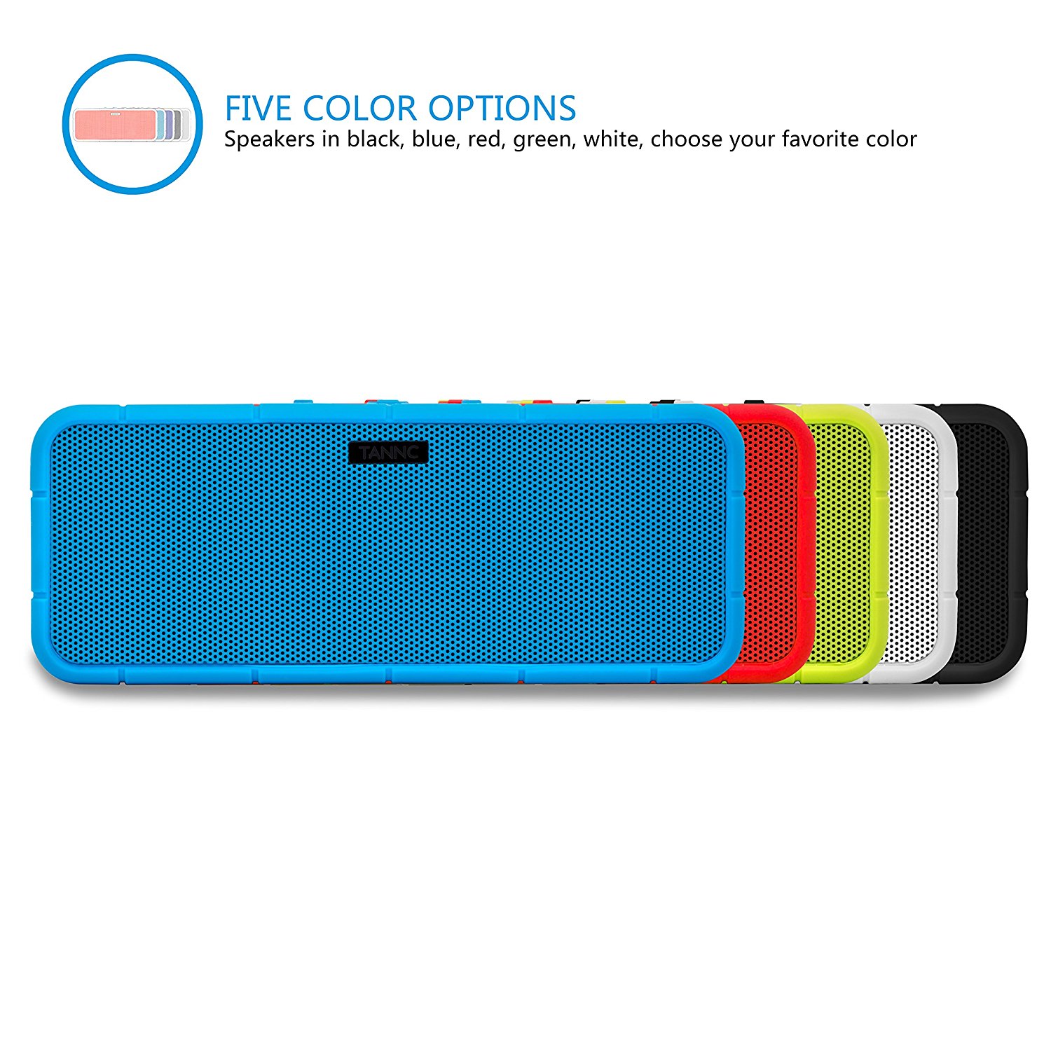 TANNC Bluetooth Speaker, Portable Wireless Speaker, Rechargable Battery