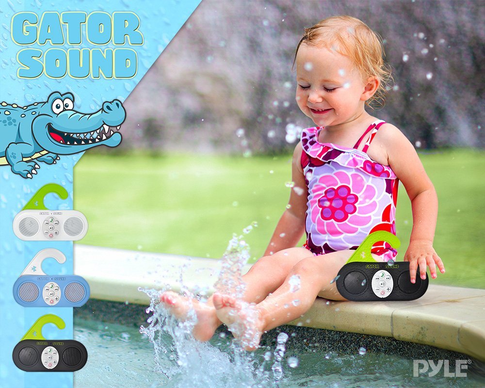 Pyle PSBT25BK Gator Sound Waterproof Bluetooth Shower Speaker with