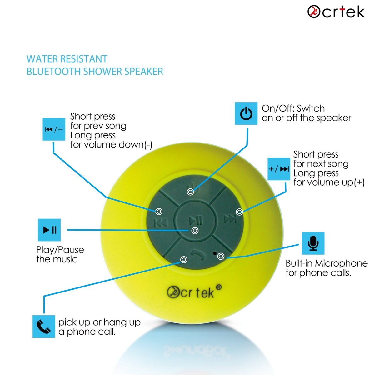 Waterproof Bluetooth Speaker,Bluetooth Bathroom speaker,with with 2