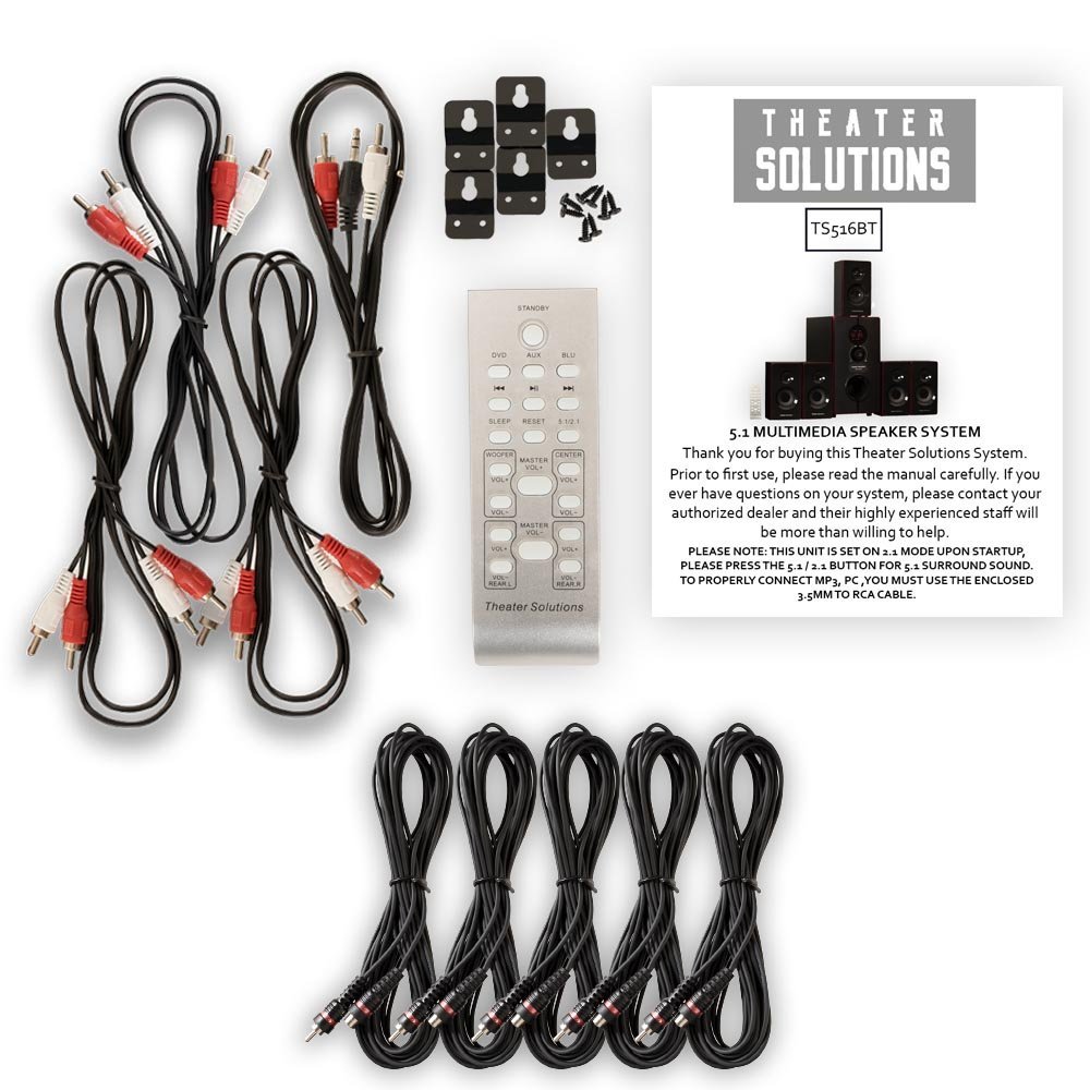 Theater Solutions 5.1 Home Theater 800 Watt Speaker System with Built