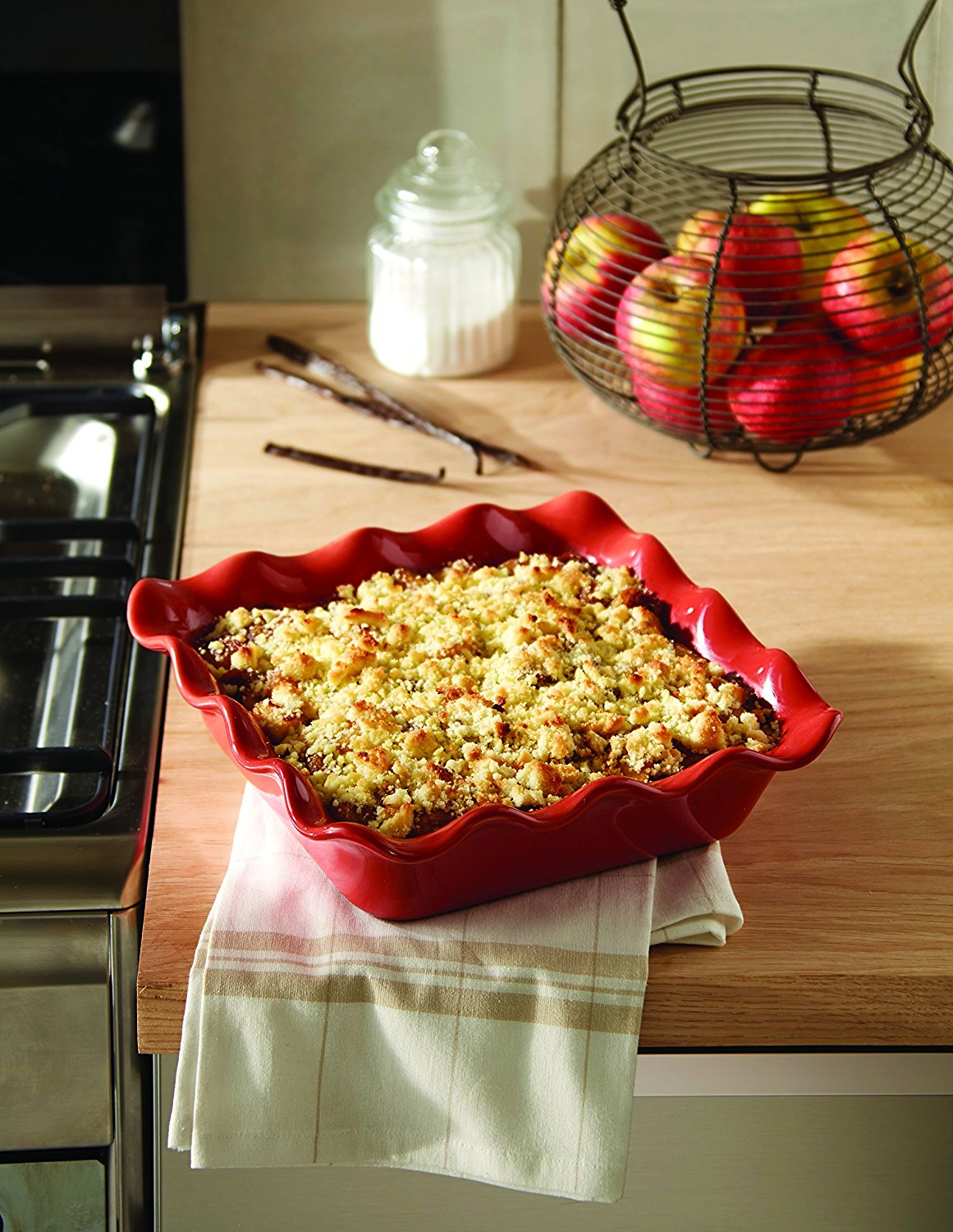 Emile Henry Blue Flame Ruffled Square Baker N2 free image download