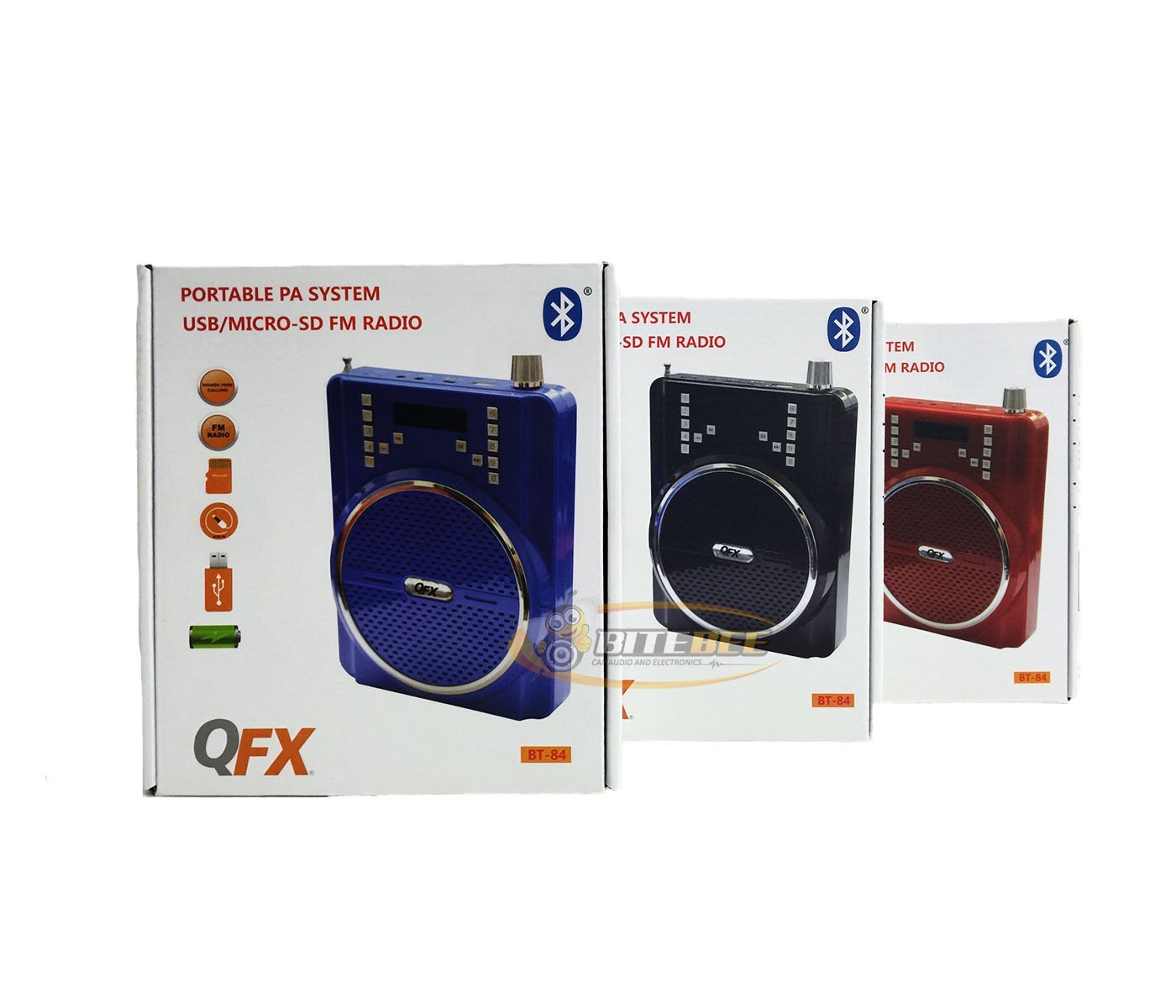 QFX BT84 Rechargeable PA System w/Bluetooth/USB/MicroSDIN/Headset Mic