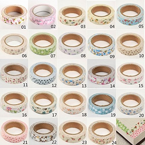 Bargain World Floral Fabric Tape Washi Masking Tape Decorative Tape DIY