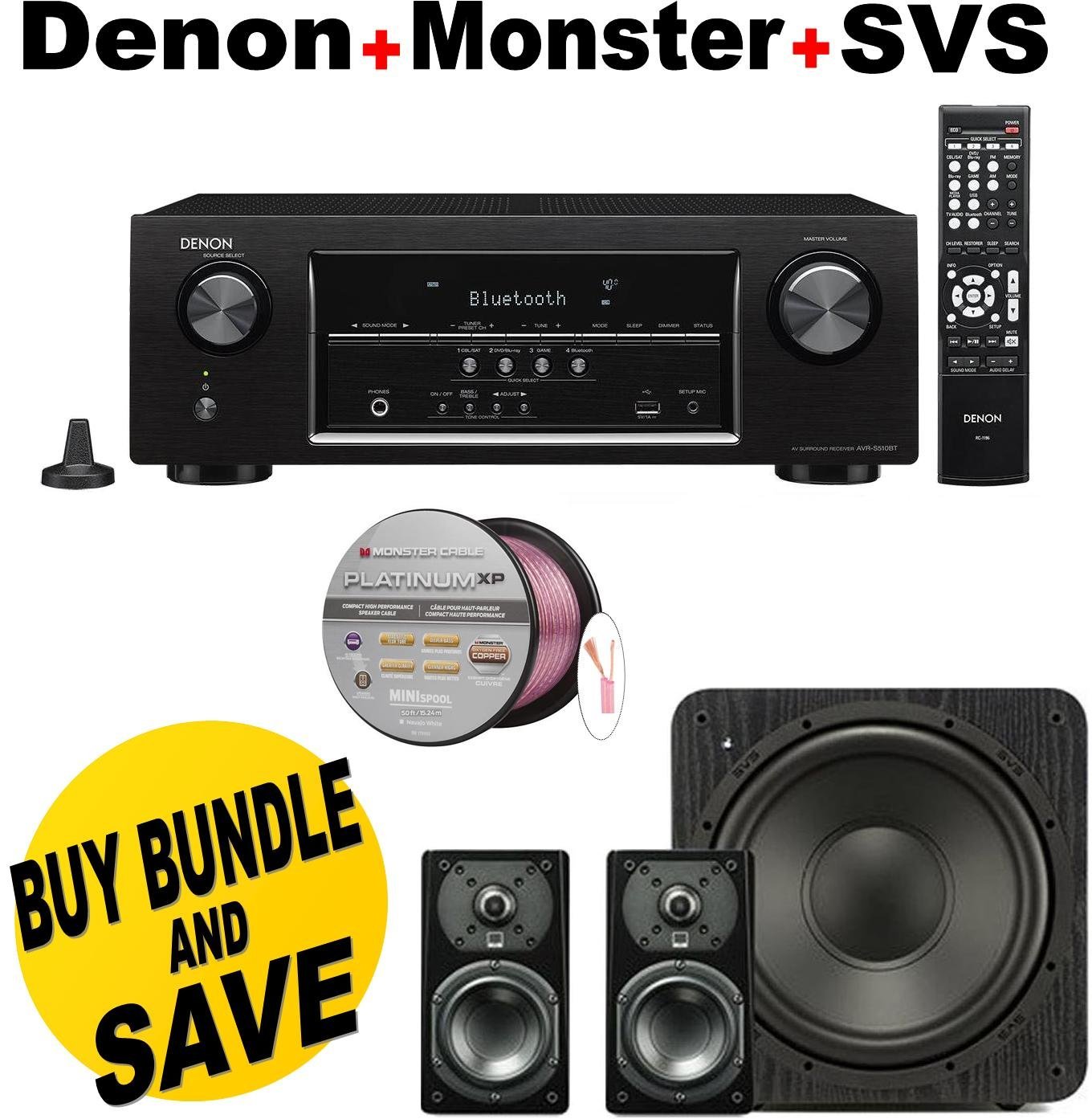 Denon AVR-S510BT 5.2 Channel Full 4K Ultra HD A/V Receiver with