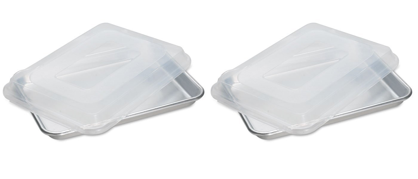 Nordic Ware Set of 2 Natural Aluminum Baker's Quarter Sheets With Lids