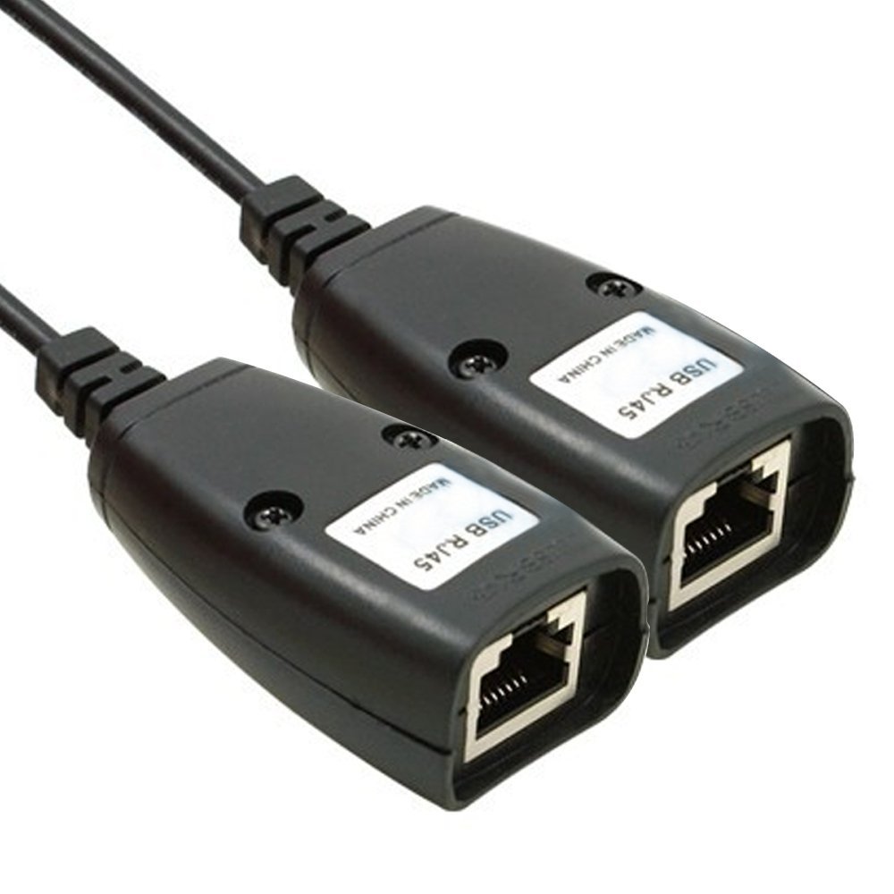 2 Pcs USB to RJ45 LAN Cable Extension Adapter Extender Over Cat5 RJ45