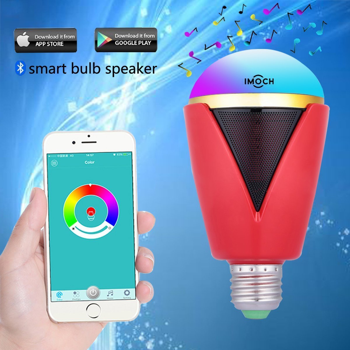 Imoch Bluetooth Smart bulb/speaker bulb Smartphone Controlled