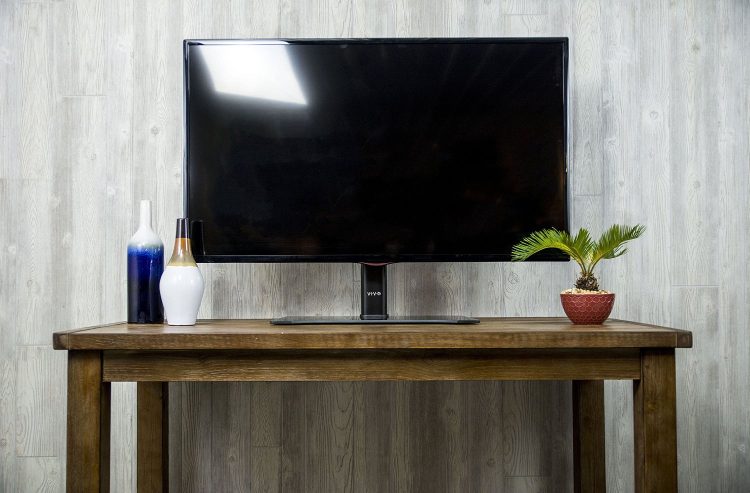 VIVO Universal LCD Flat Screen TV Table Top Desk Stand with Glass Base