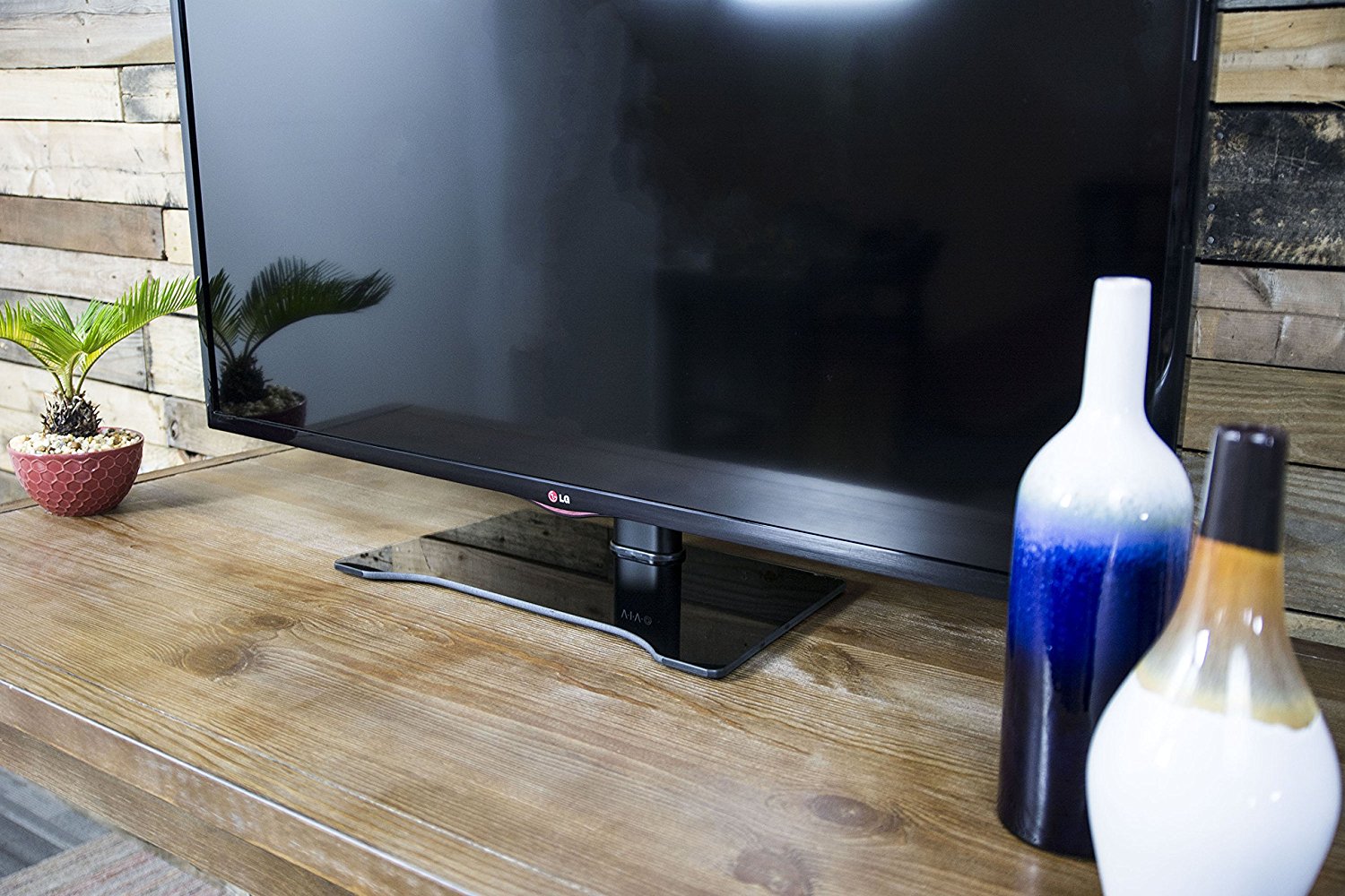 VIVO Universal LCD Flat Screen TV Table Top Desk Stand with Glass Base