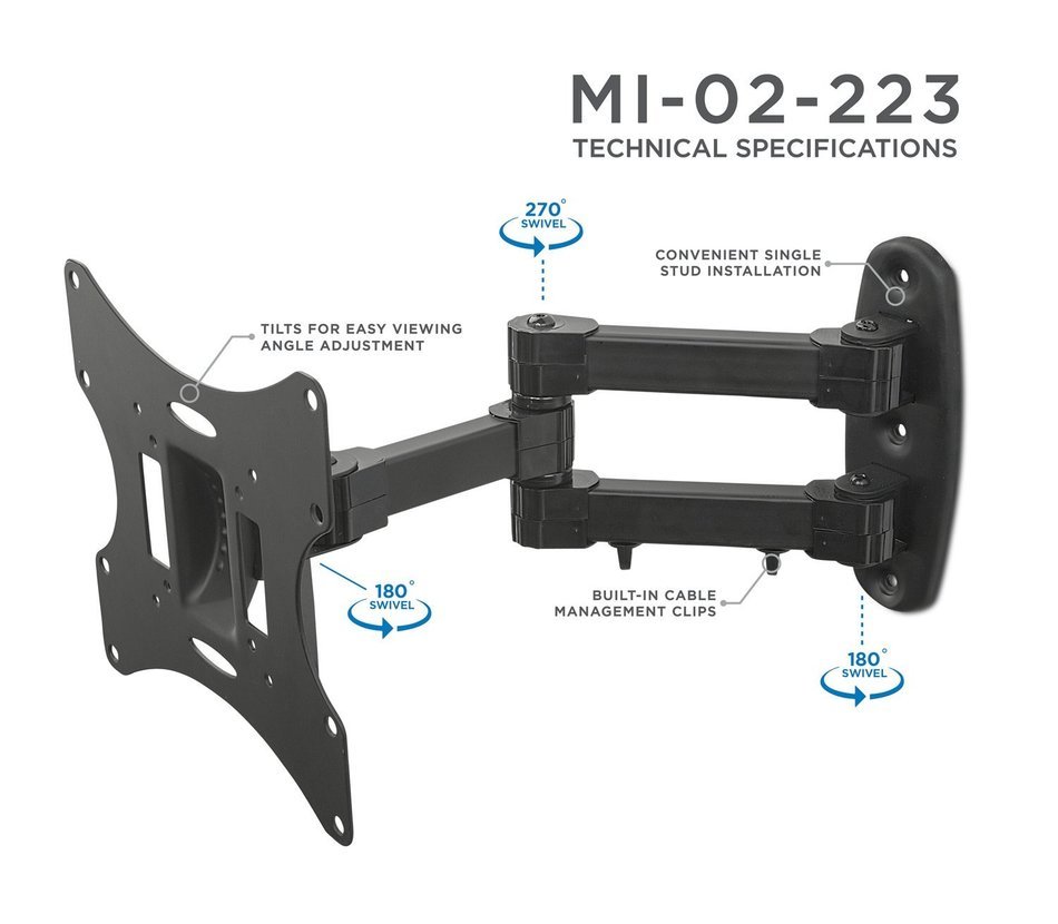 MountIt! MI02223 Swivel Full Motion Articulating Tilting TV Wall
