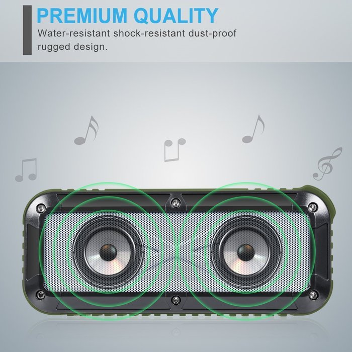 Portable Bluetooth Speaker, ATESSON Waterproof Outdoor and Shower