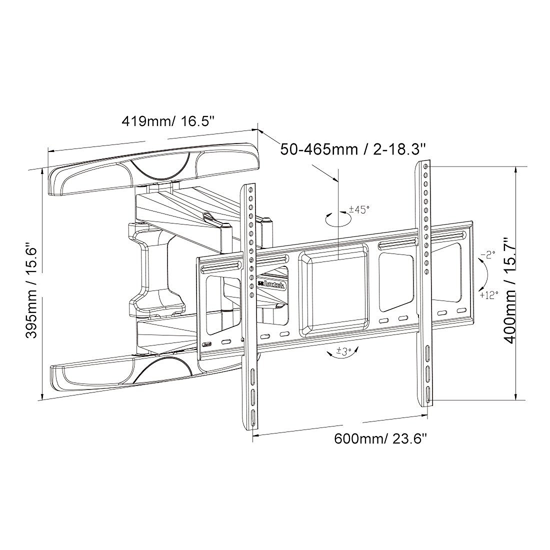Loctek TV Wall Mount Bracket 4270" Full Motion Interactive swivel tilt Articulating LCD LED
