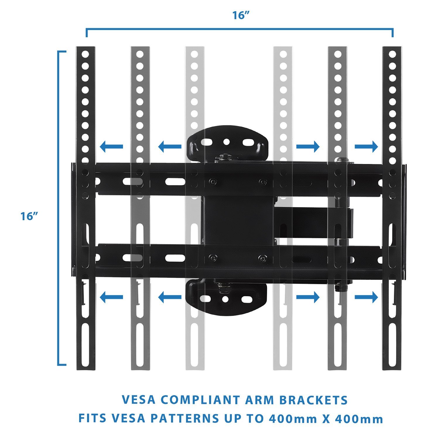 MountIt! Full Motion TV Wall Mount Corner Bracket, VESA 400 x 400