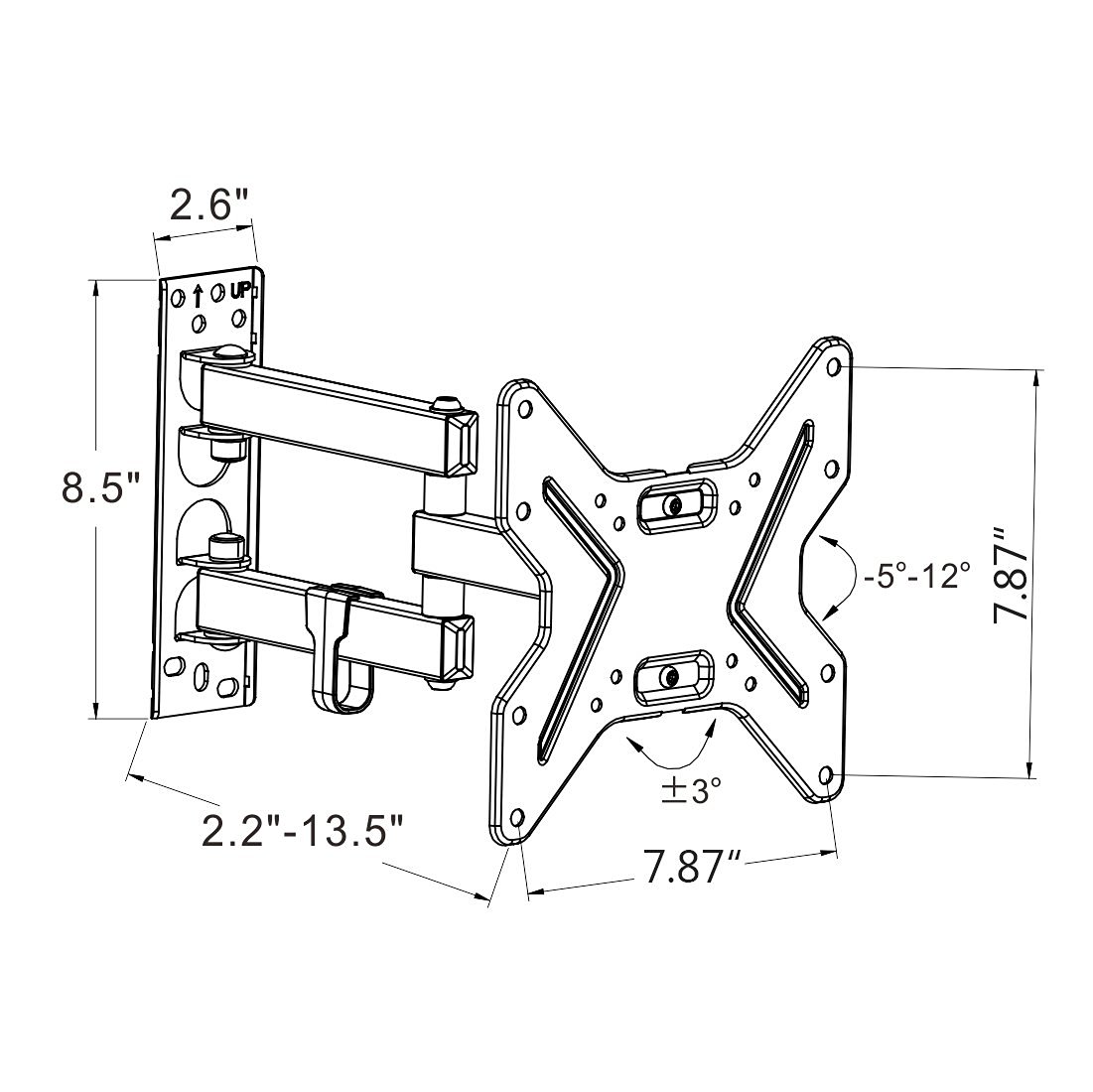 TV Wall Mount Bracket Full Motion Articulating Swivel & Tilt for most 17"42" LED LCD Plasma