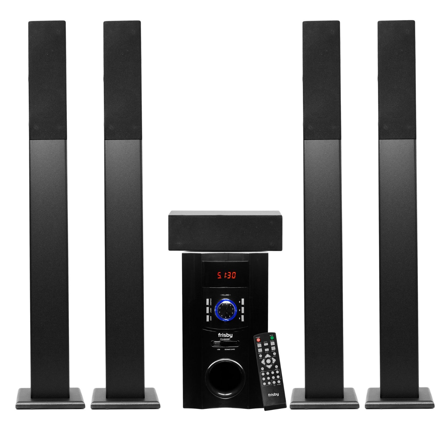 Frisby FS6500BT Tower 5.1 Surround Sound Home Theater Speakers System with Bluetooth USB/SD/AUX