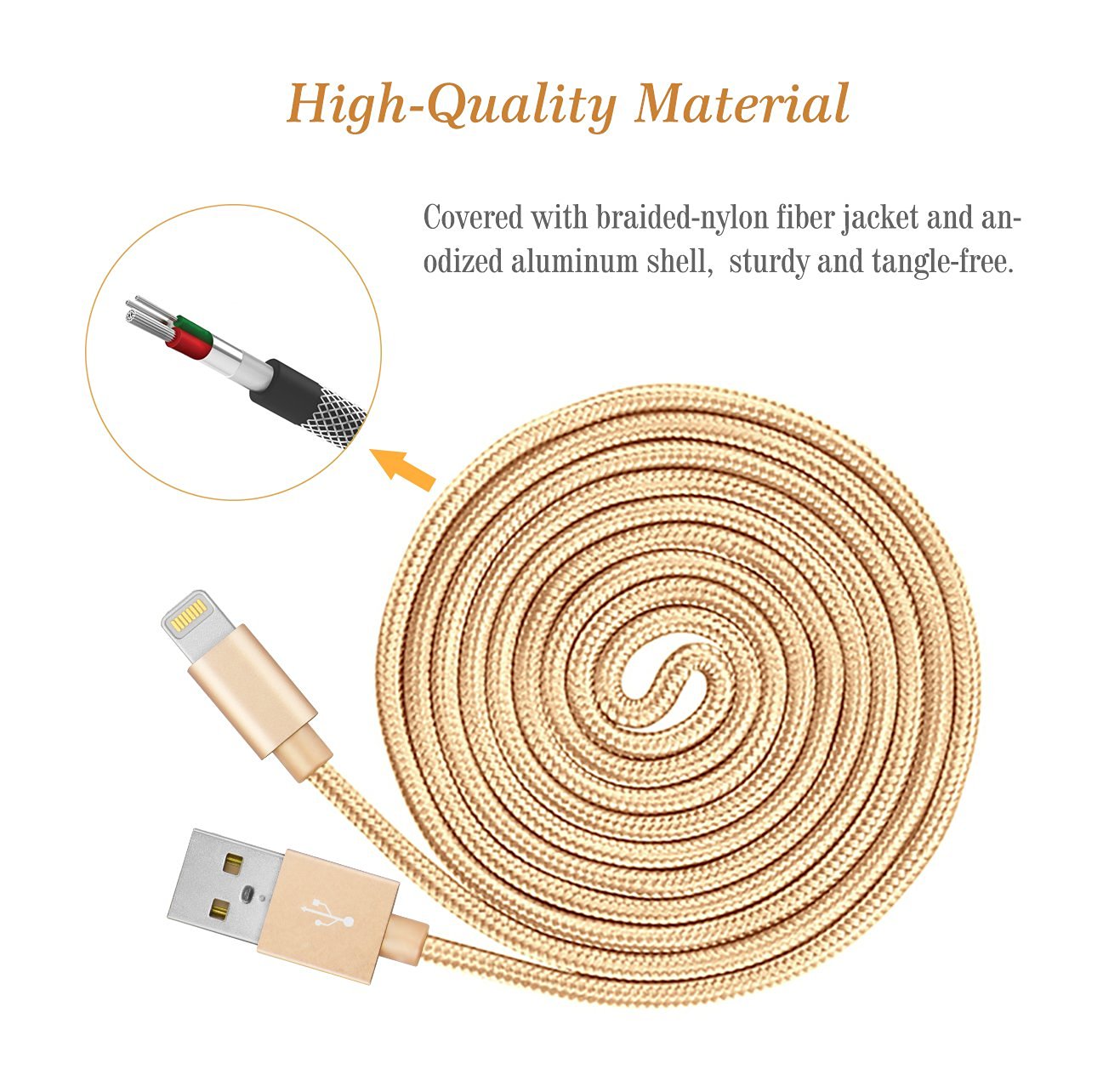 IPhone Charger, Teletrogy 3Pack 3ft 6ft 10ft Nylon Braided iPhone