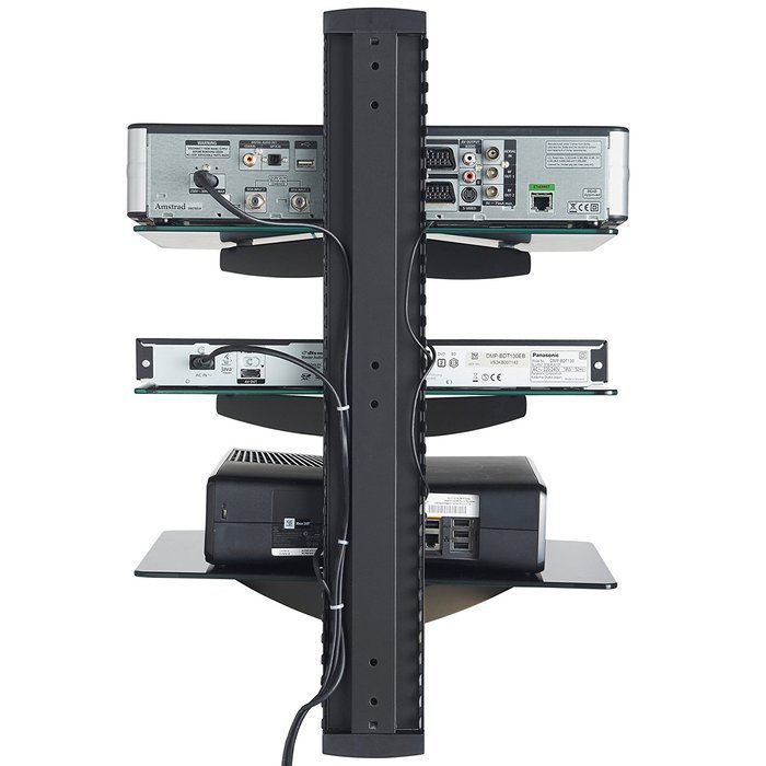 VonHaus 3x Black Floating Shelves with Strengthened Tempered Glass for