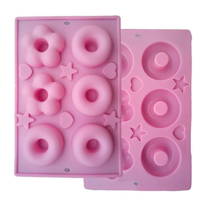 Cake Mold, YORIKIN Silicone Cake Mold 6cavity Donuts & Flower DIY
