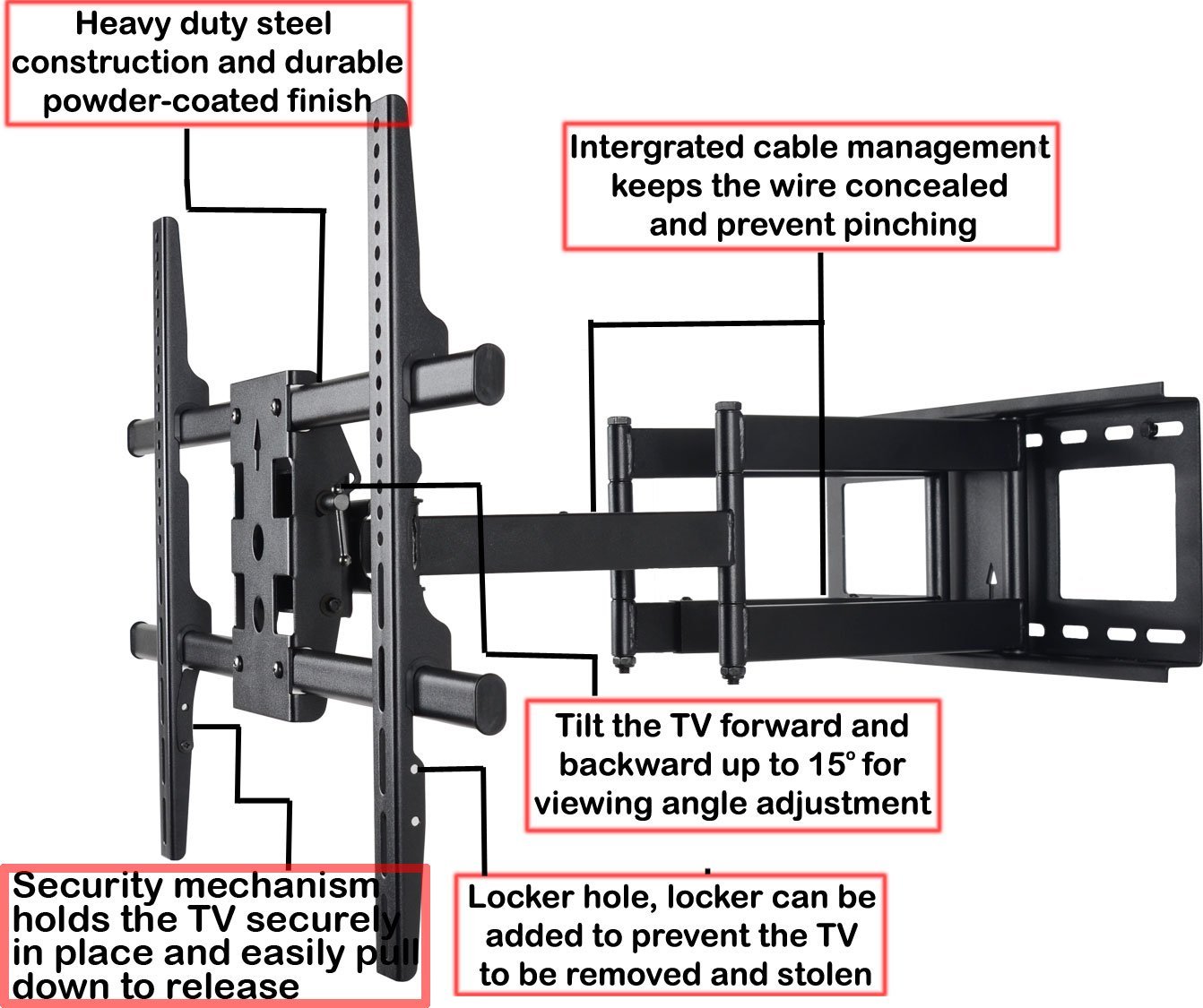 VideoSecu ML531BE TV Wall Mount for most 22"55" LED LCD Plasma Flat