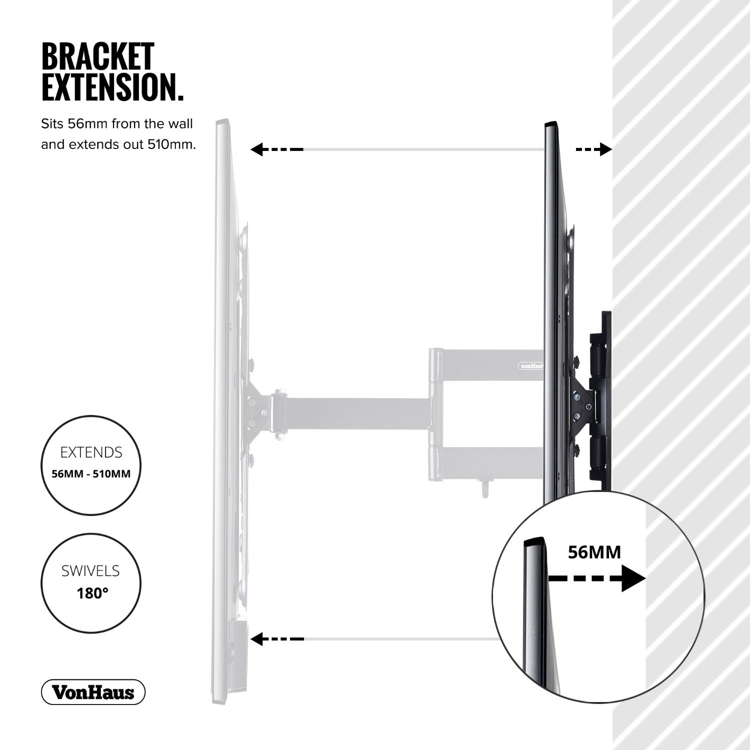 VonHaus Ultra Slim Cantilever Articulating Arm Swivel and Tilt Wall
