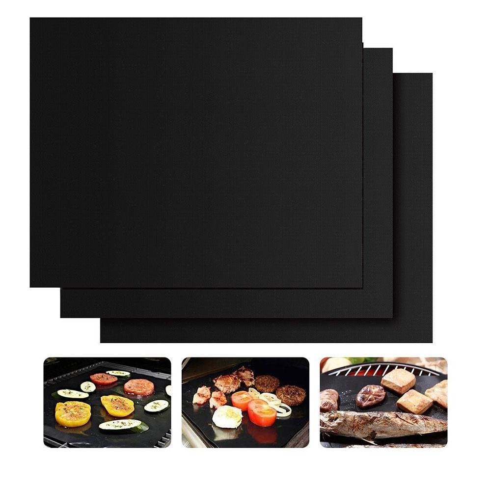 Set of 3 NonStick BBQ Grill Mat Heat Resistant Barbecue