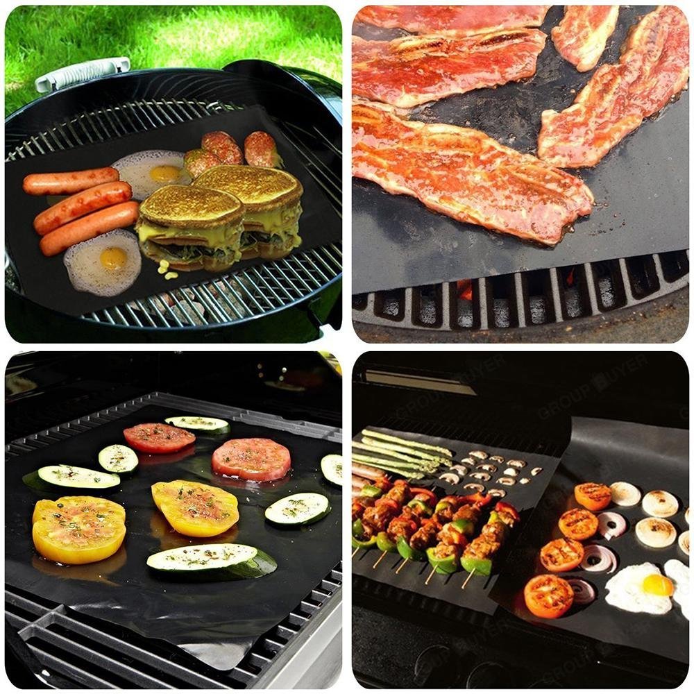 Set of 3 NonStick BBQ Grill Mat Heat Resistant Barbecue