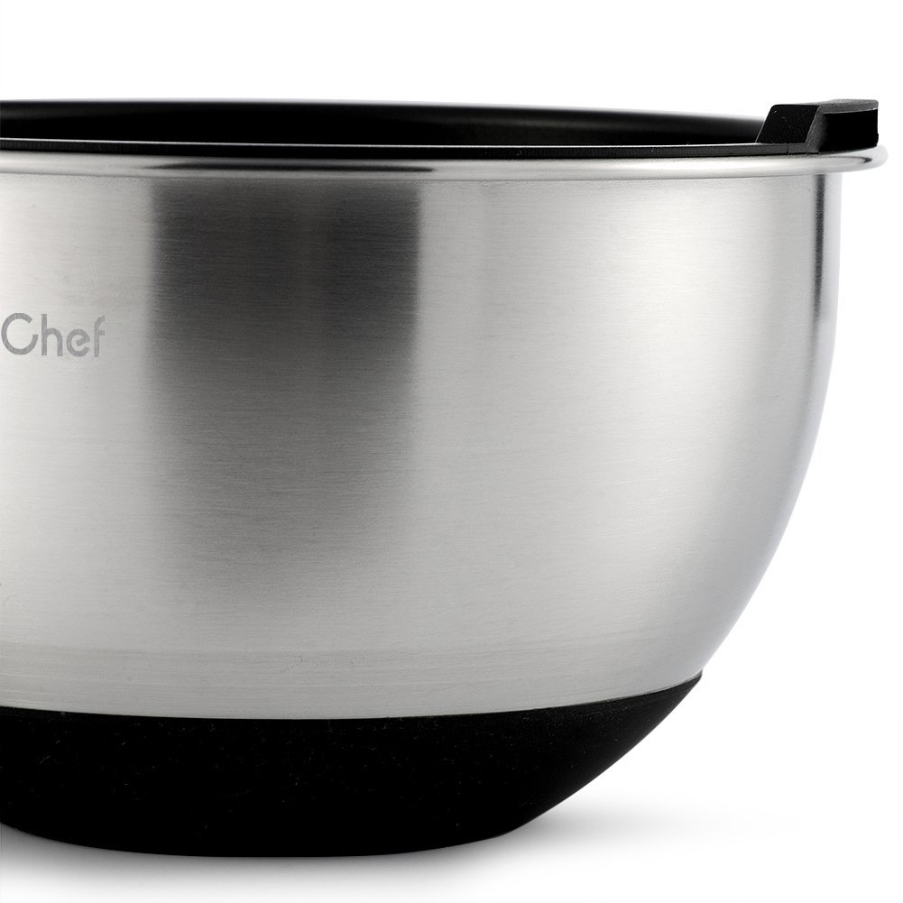 Mixing Bowls Set, XChef Professional Stainless Steel Mixing Bowls With Lids, Measurement Lines