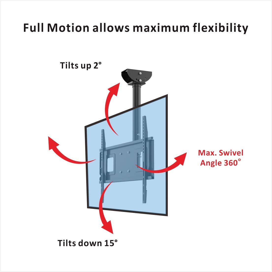 Loctek CM1 Adjustable Tilting Wall Ceiling TV Mount Fits most 2655" LCD LED Plasma Monitor Flat