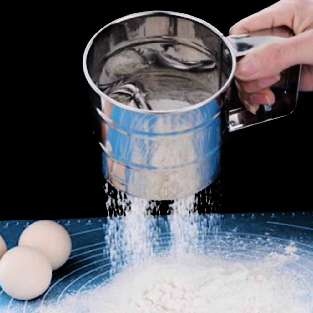 Stainless Steel 3 Cup Flour Sifter/ Sieve, Great for Sifting Flour