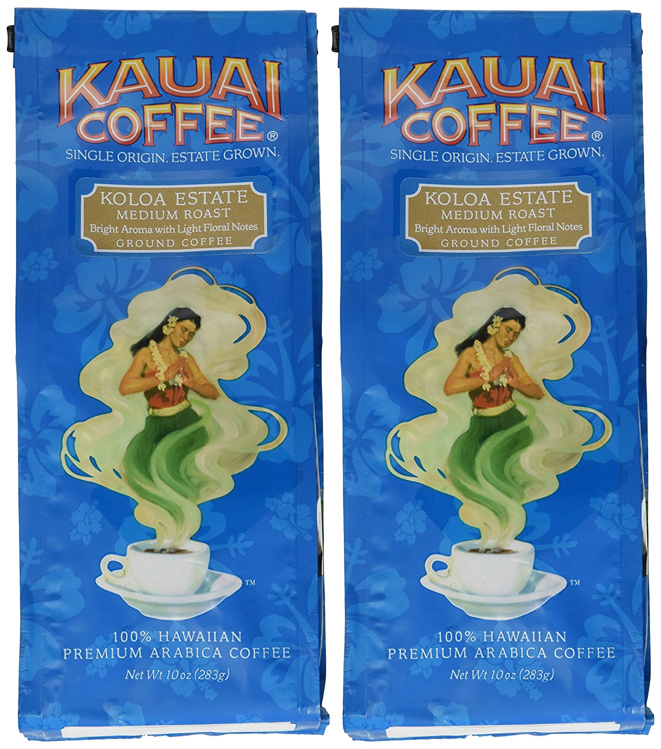 Kauai Coffee, Koloa Estate Medium Roast, Ground Coffee, 10oz Bag (Pack