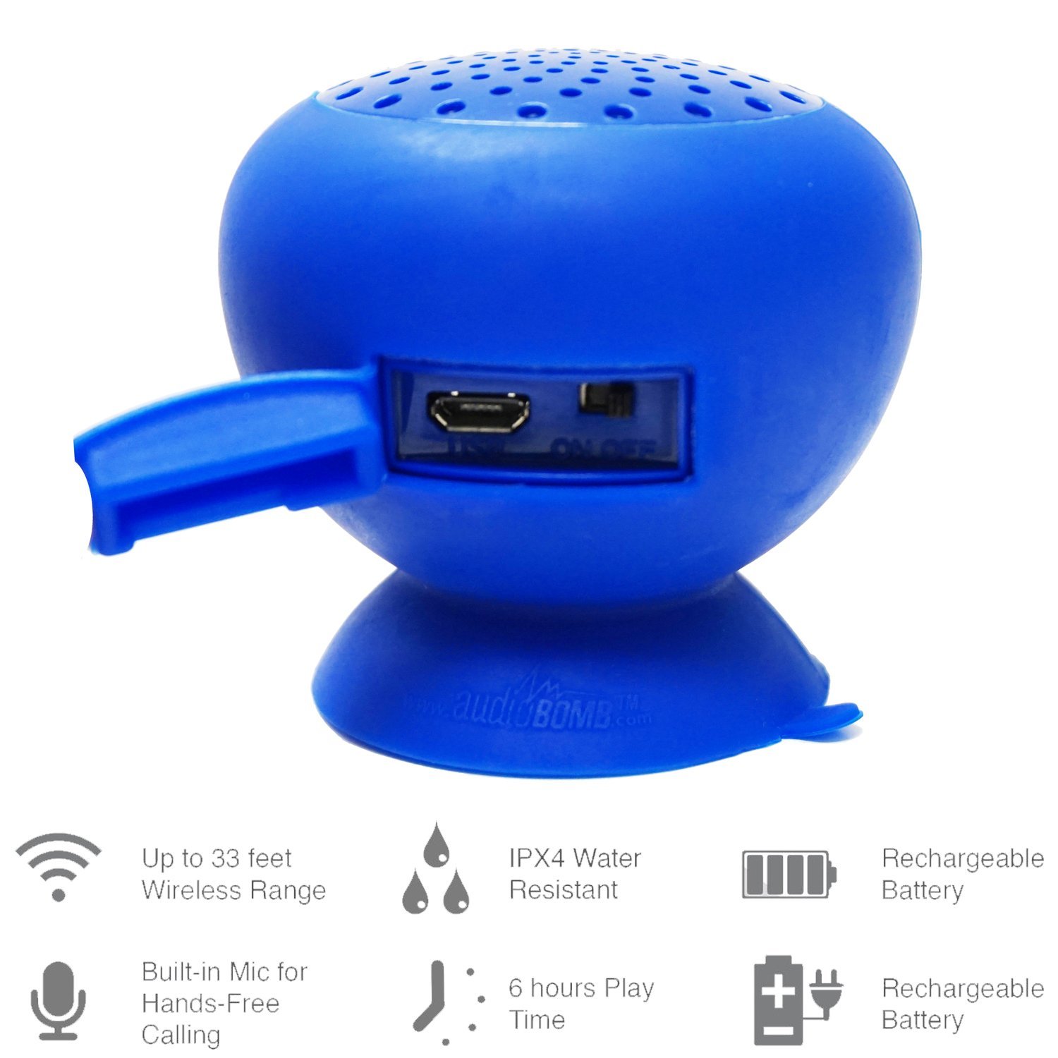 AudioBomb 79767 Squish WaterResistant Bluetooth Shower Speaker