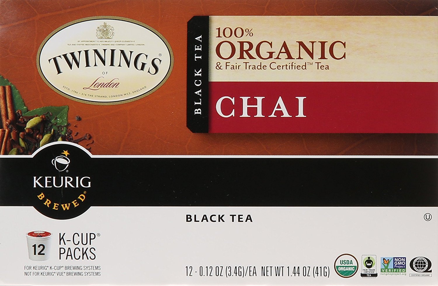 Twinings 100 Organic and Fair Trade Certified Chai Tea, 12 Count N2