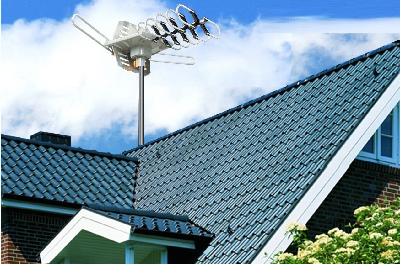 Jeje TV Antenna Outdoor Amplified Motorized 360 Degree Rotation