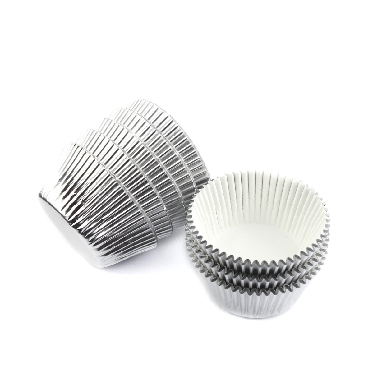 Eoonfirst Silver Foil Metallic Cupcake Case Liners Baking Muffin Paper