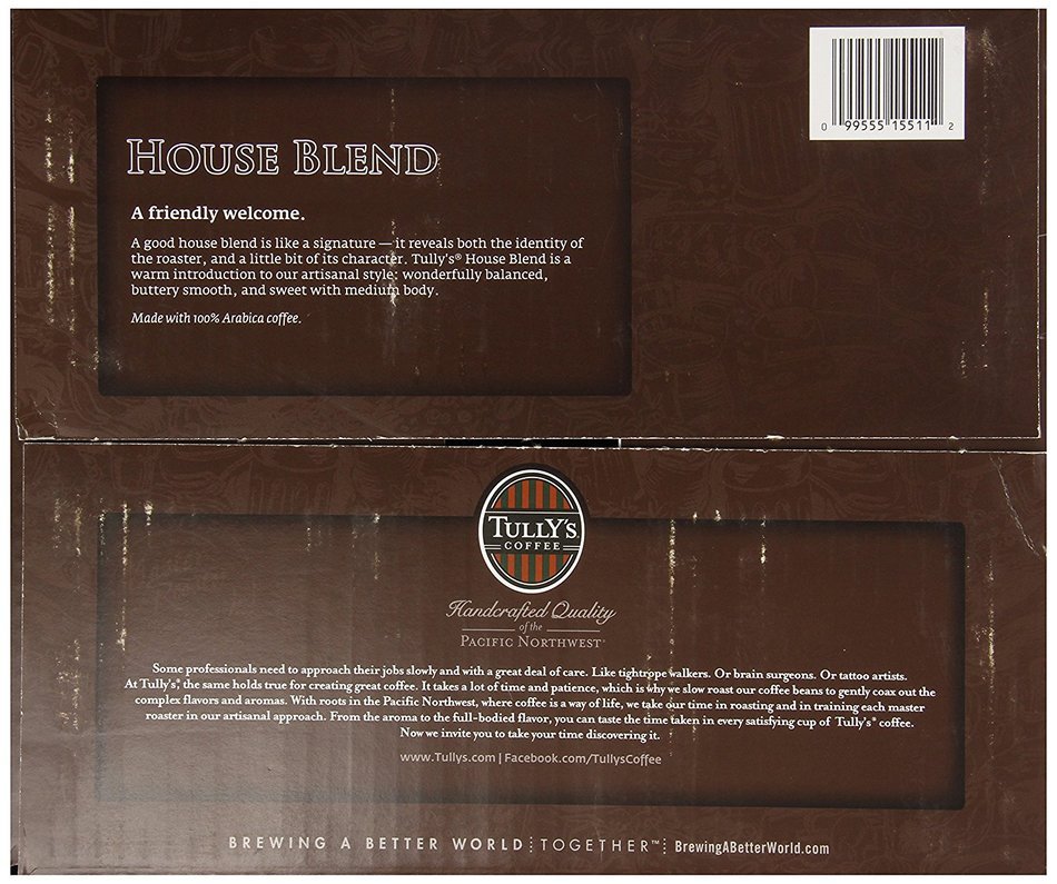 Tully's Coffee, House Blend, KCup for Keurig KCup Brewers (MEDIUM