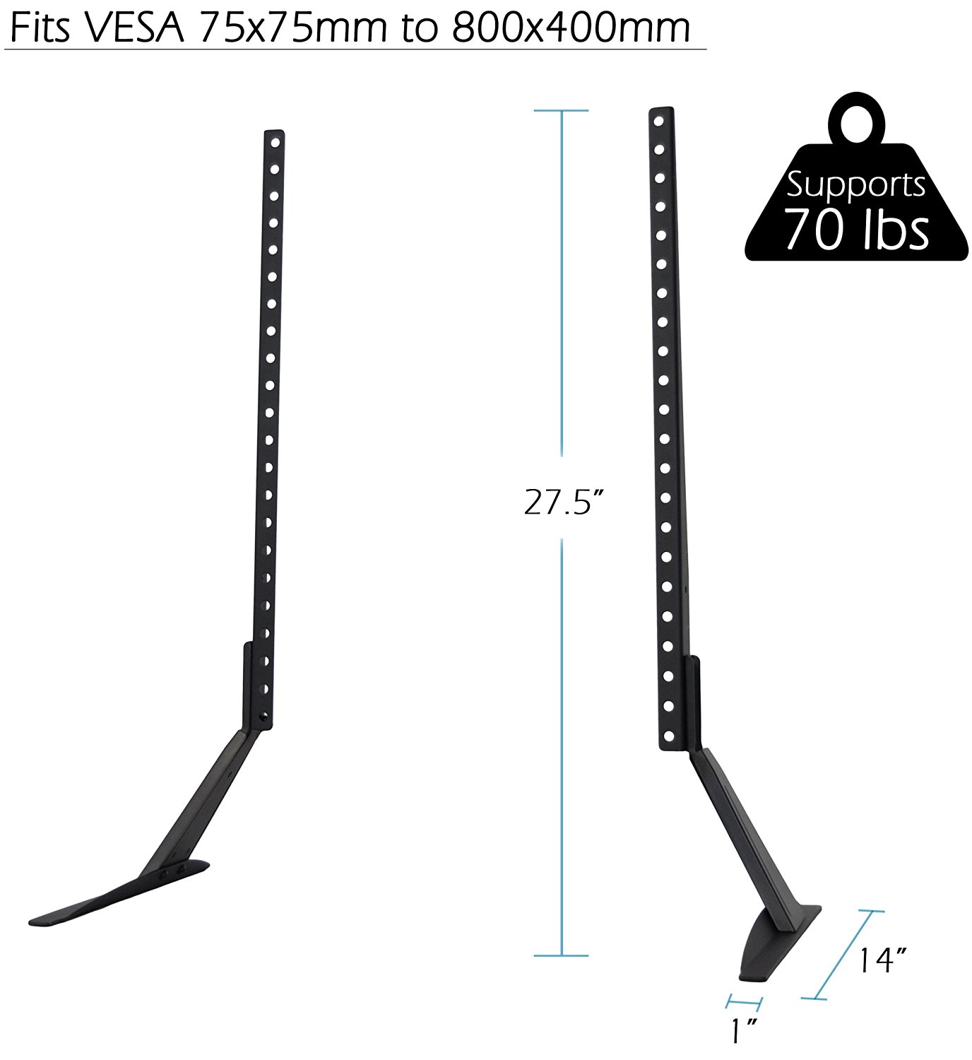 VIVO Universal LCD Flat Screen TV Table Top Stand / Base Mount fits 27