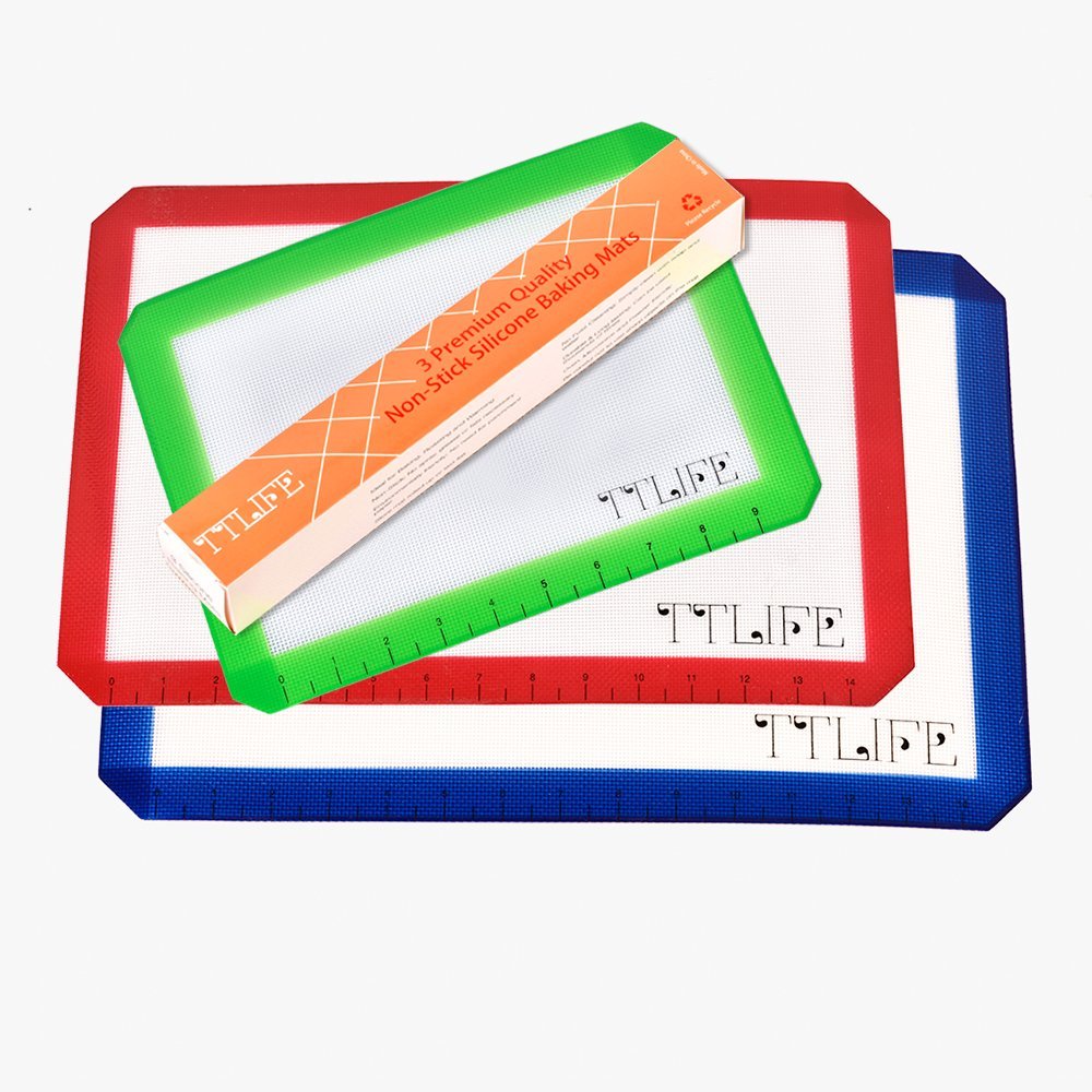 TTLIFE Set of 3 Silicone Baking Mat with Measurements 2 X Standard