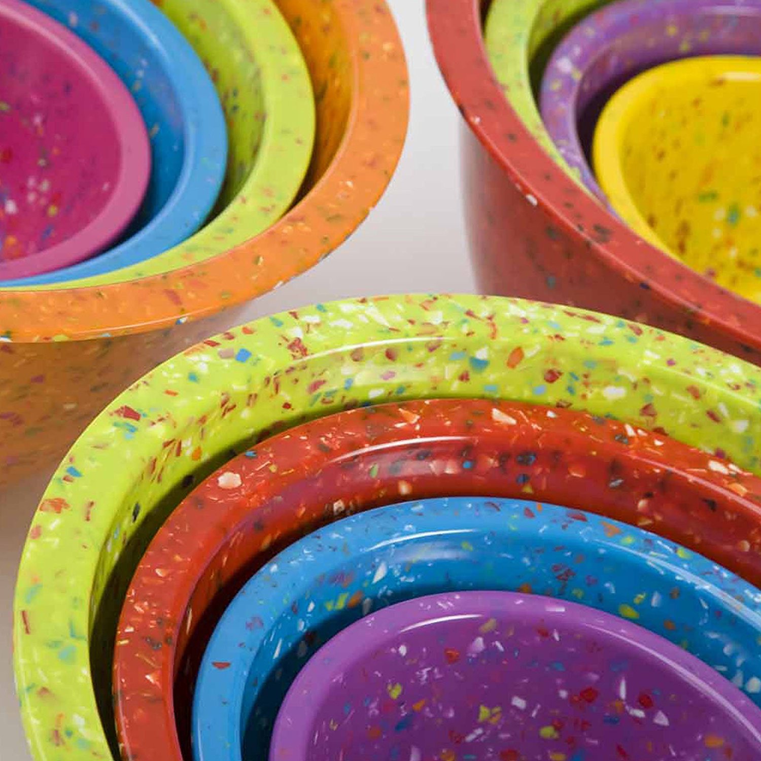 Zak! Designs Confetti Mixing Bowls (4 Piece Set), Durable and BPAfree Melamine, Assorted Orange