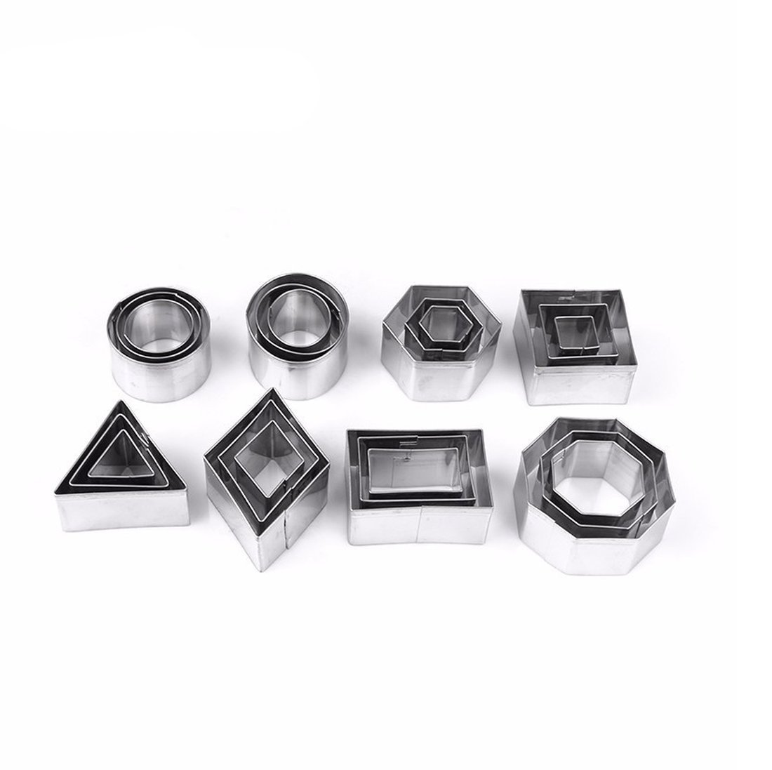 Yosoo 24pcs Geometric Shape Cookie Cutters Set Stainless Steel